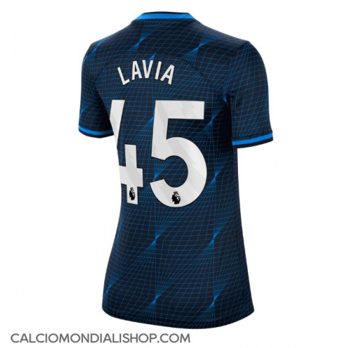 Maglie da calcio Chelsea Romeo Lavia #45 Seconda Maglia Femminile 2023-24 Manica Corta